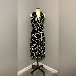 Joneswear black and off white abstract sleeveless dress, size 10
